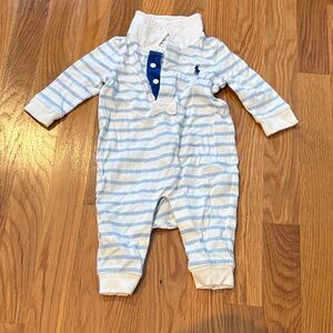 Ralph Lauren Blue and White Striped Footie